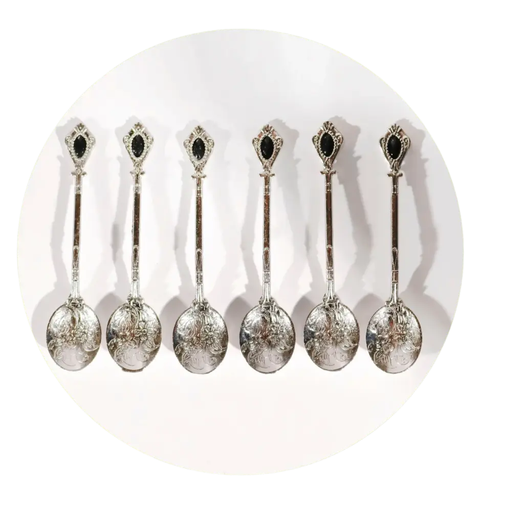 Set de cucharas plata y piedra