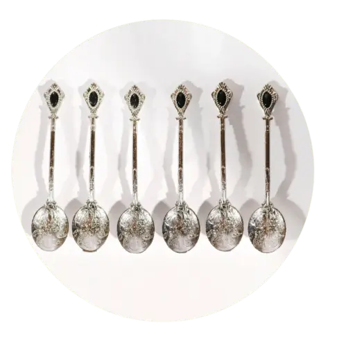 Set de cucharas plata y piedra